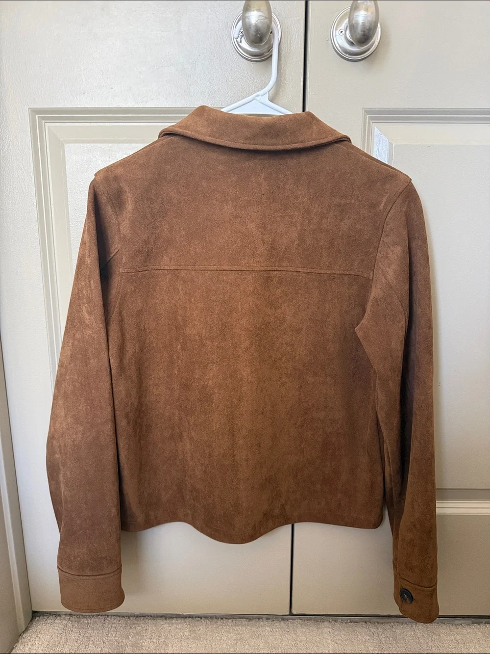 ZARA Brown Faux Suede Button-Front Jacket - Picture 4 of 4
